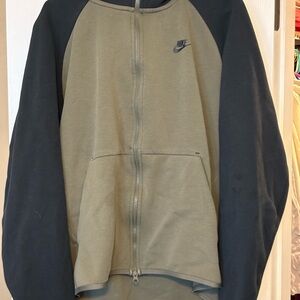 Nike Men's Olive and Black Zip Up Hoodie